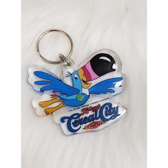 Vintage‎ 1998 Kellogg's Cereal City Toucan Sam Keychain Key Ring Advertising 90s - Picture 1 of 3